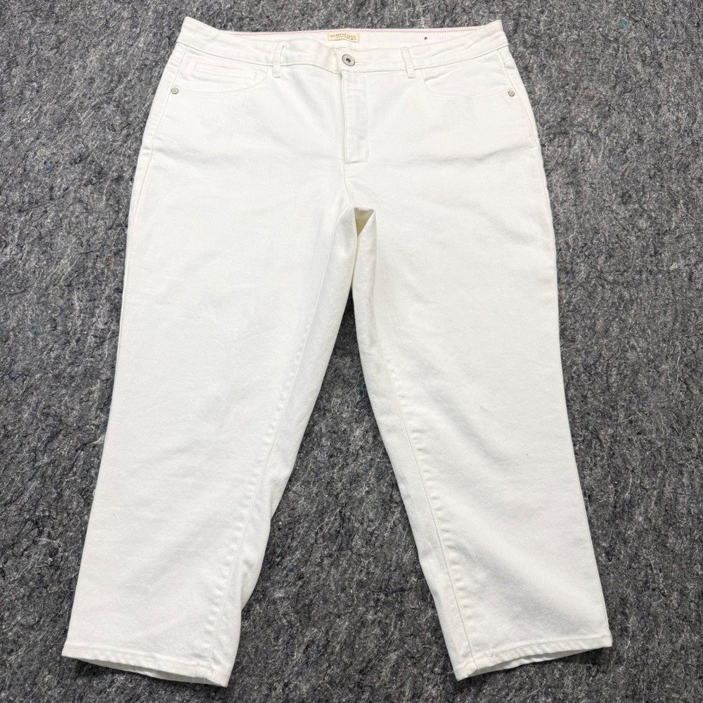 Coldwater Creek White Denim Straight Leg Crop Jeans Womens 16 Casual Summer Pant